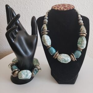 Jewelmint Turquoise Silver Tone Set of Necklace and Bracelet